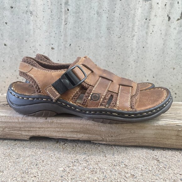 VINTAGE BORN GILA STYLE WOMEN'S SIZE 6 BROWN LEATHER STRAP COMFORT SANDALS - Picture 1 of 15